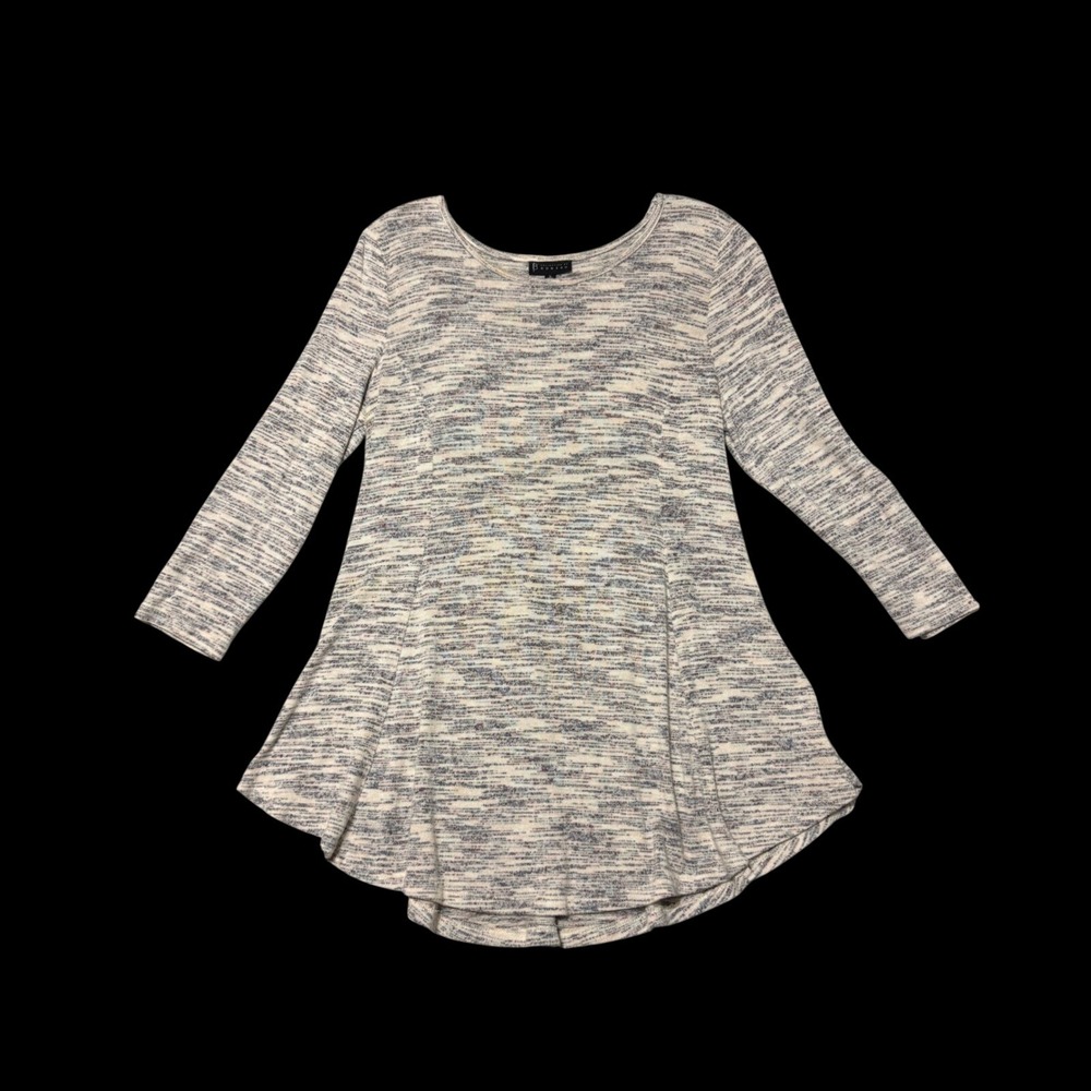 Collection by Bobeau Knit Tunic Top Space Dye Grey White Womens S Neutral Casual